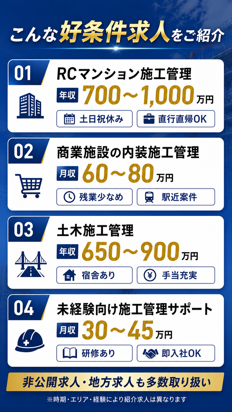 紹介できる求人の一例